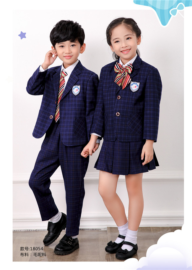 幼兒園園服禮服，藍(lán)格小西服